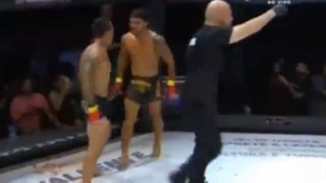 Referee learns that he should never turn his back on the fighters Referee learns that he should never turn his back on the fighters