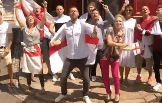 Danny Dyer and Eastenders cast sing “Three Lions” ahead of World Cup quarter-final