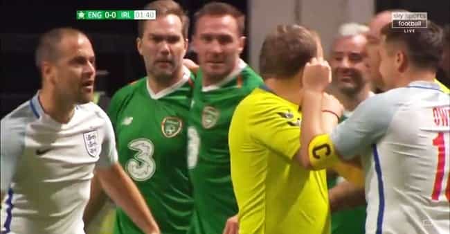 Michael Owen and Jason McAteer kick off in Ireland vs England Star Sixes match Michael Owen and Jason McAteer kick off in Ireland vs England Star Sixes match