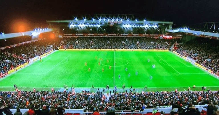 Rival fans accuse Liverpool’s ground staff of cheating for only clearing one penalty area at half-time Rival fans accuse Liverpool’s ground staff of cheating for only clearing one penalty area at half-time