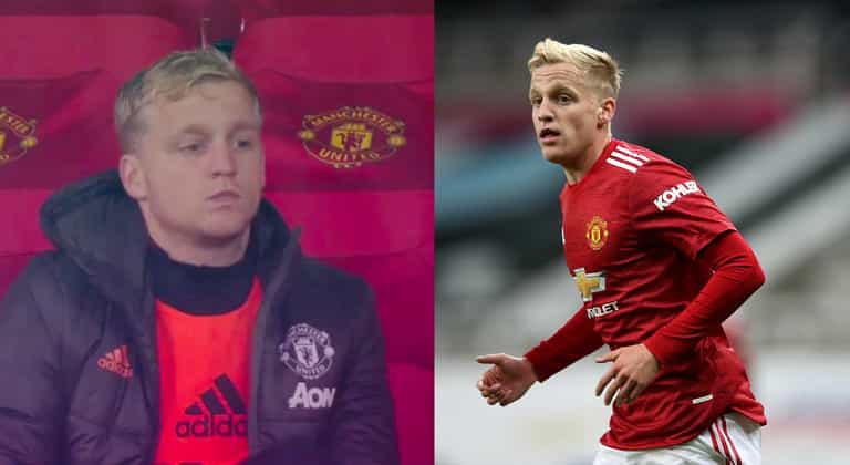 Fans rage as sad-looking Donny van de Beek watches on from the stand again Fans rage as sad-looking Donny van de Beek watches on from the stand again