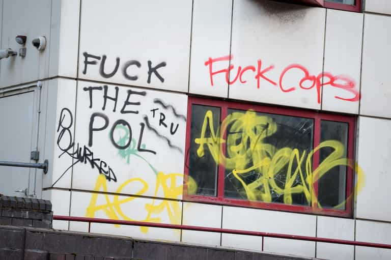 Police officer suffers collapsed lung after being stamped on at Bristol riot