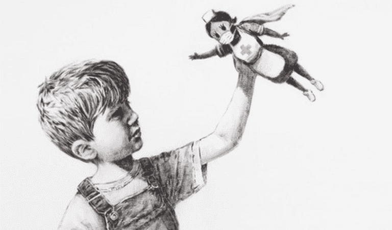 Banksy’s Covid painting for NHS charity sells for £14.4m