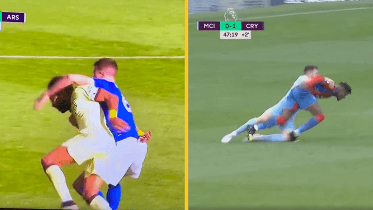 Arsenal fans left fuming by refereeing inconsistency after Evans and Laporte tackles
