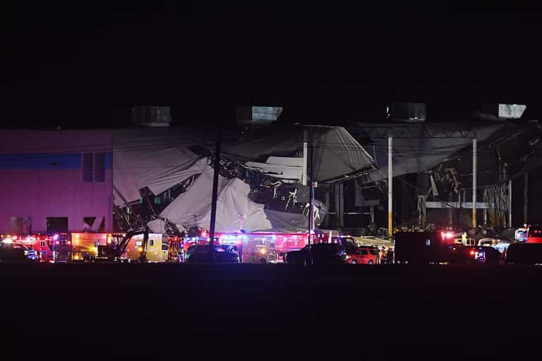 Amazon workers trapped in warehouse after roof collapses in ‘mass casualty’ incident