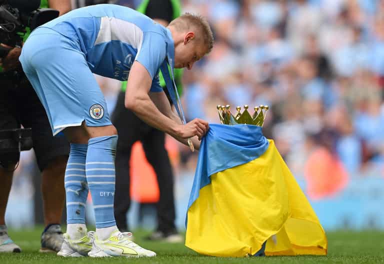 Oleksandr Zinchenko gives emotional interview after Man City title win