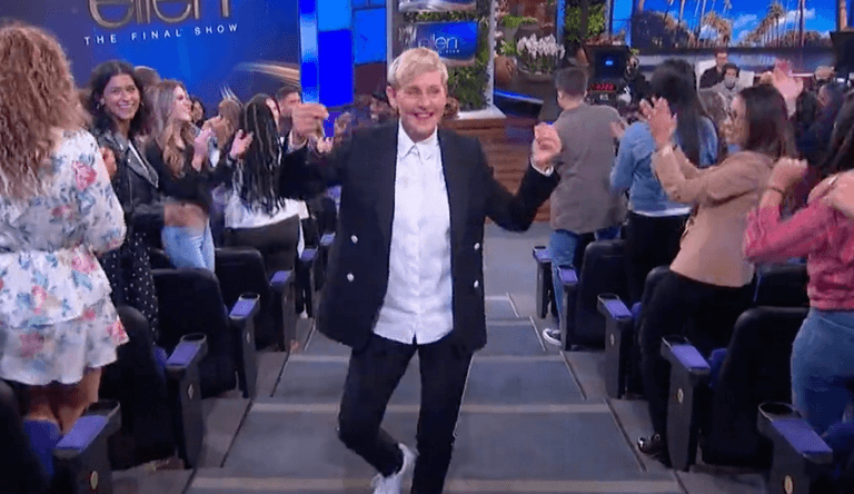 Ellen DeGeneres dances in tears as the final episode of her TV show airs