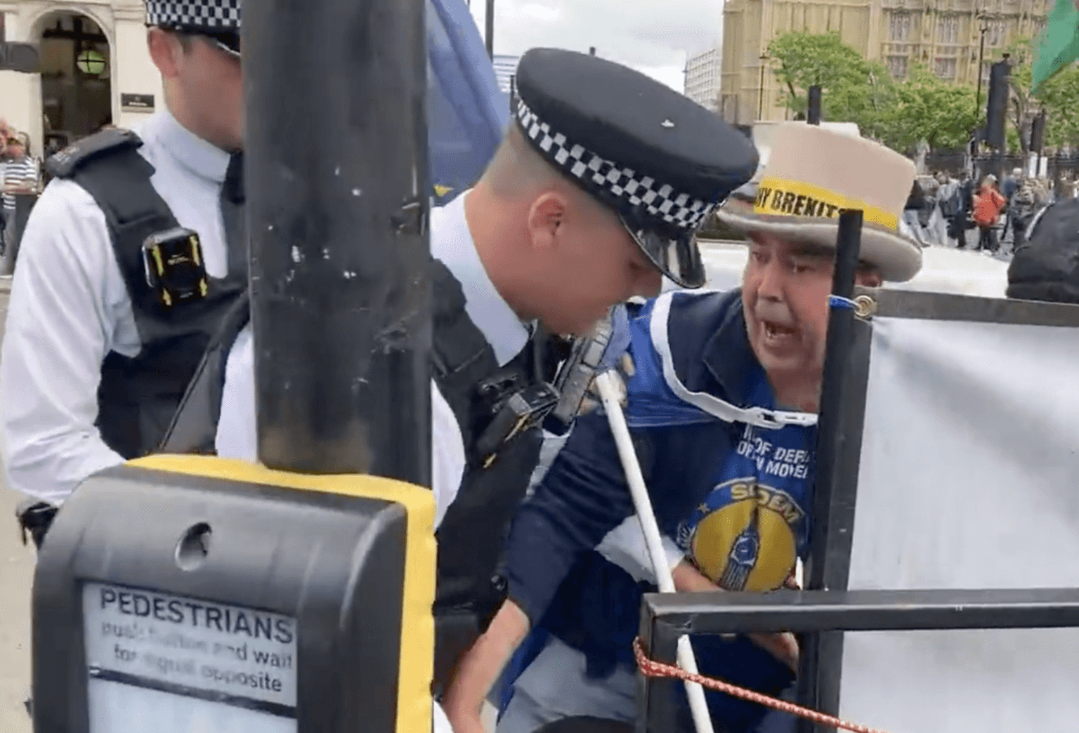 Brexit protester has amplifiers seized as new protest laws come into force