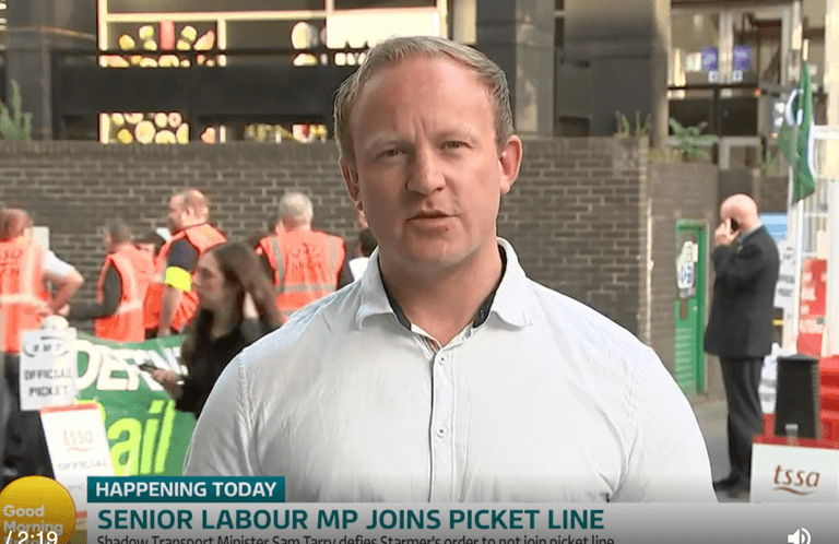Labour frontbencher sacked for joining picket line during rail strike