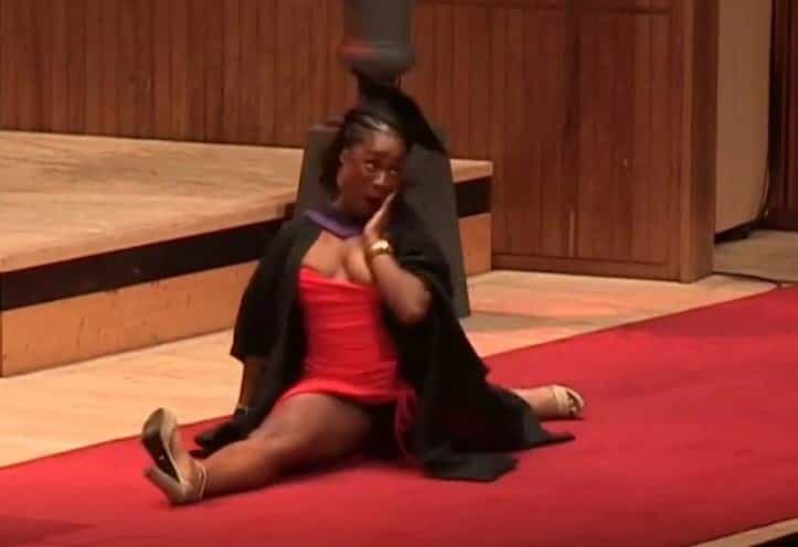 Watch: Graduation ceremony erupts after student dances onto stage and jumps into the splits