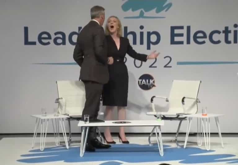 Microphone picks up fiery spat between Tom Newton Dunn and Liz Truss following leadership debate