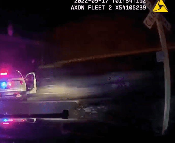 Police leave car with woman handcuffed inside parked on tracks just before it’s hit by train