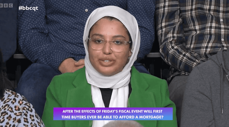 Question Time audience member reveals full horror of what mini-budget is doing to mortgages