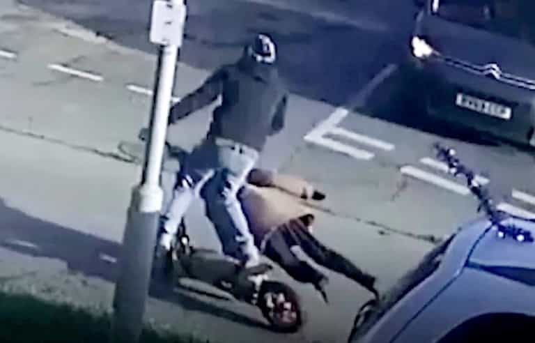 Horrific moment e-scooter rider knocks over pensioner breaking her eye socket