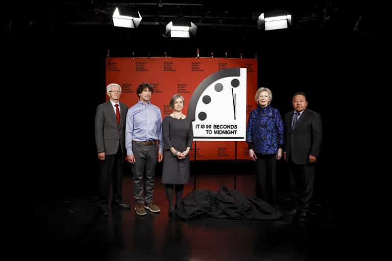 Doomsday clock moves to 90 seconds before midnight – the closest ever