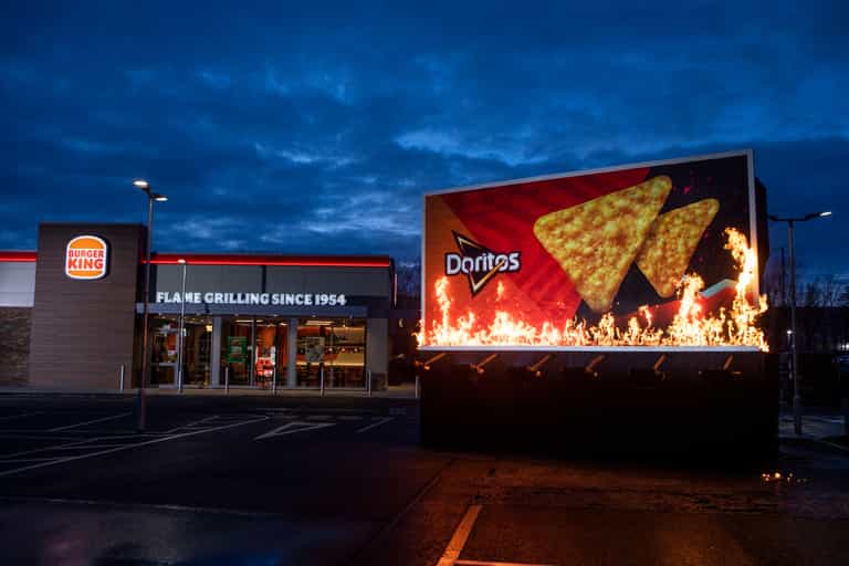 Billboard goes up in flames outside Burger King to tease new collaboration Billboard goes up in flames outside Burger King to tease new collaboration
