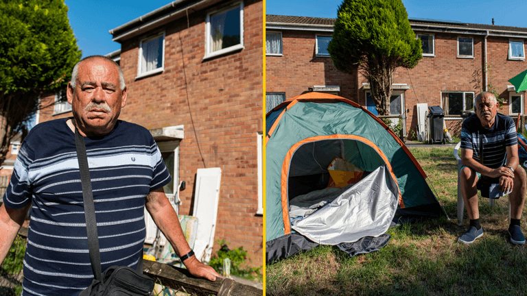 Man forced out of home of 45 years in ‘no fault eviction’ misses it so much he camps outside Man forced out of home of 45 years in ‘no fault eviction’ misses it so much he camps outside