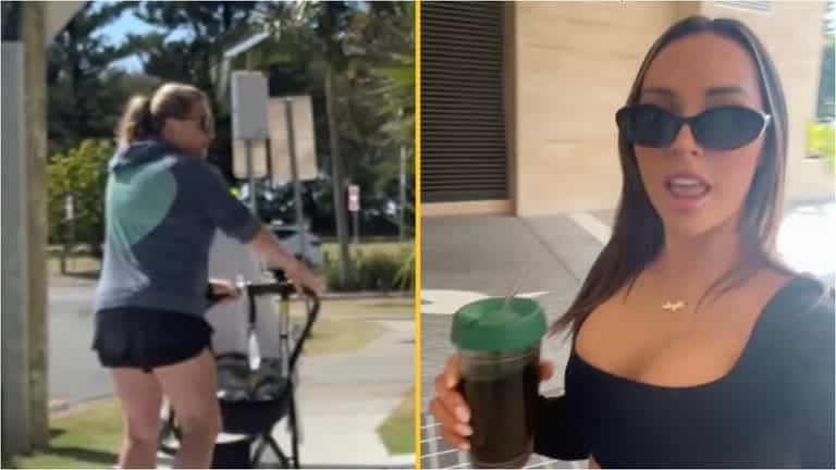 Woman shouts ‘get a real job’ at influencers as they take pics outside