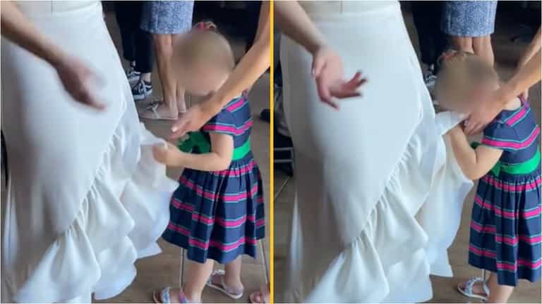 People call for child-free weddings after toddler wipes their face on bride’s dress