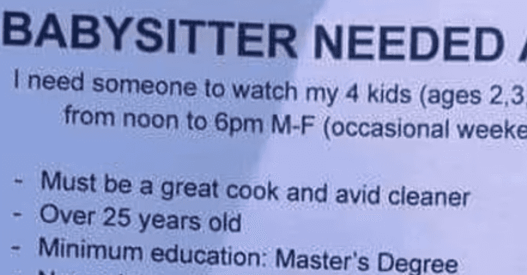 Mum slammed by thousands for ridiculous advert for babysitter