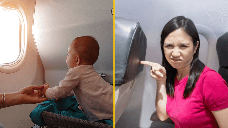 Woman disgusted after passenger changes baby’s nappy next to her on flight