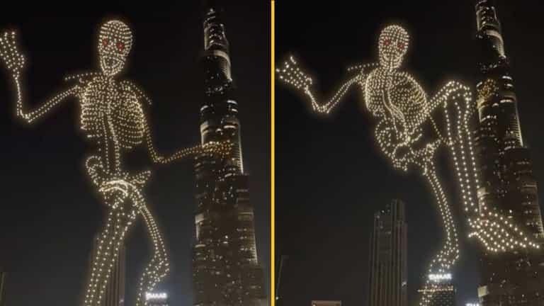 People say viral Dubai ‘Halloween drone show’ looks like skeleton pole dancing on Burj Khalifa