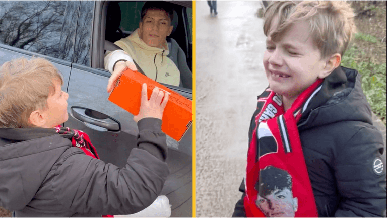 Alejandro Garnacho makes young Man United fan cry with gift