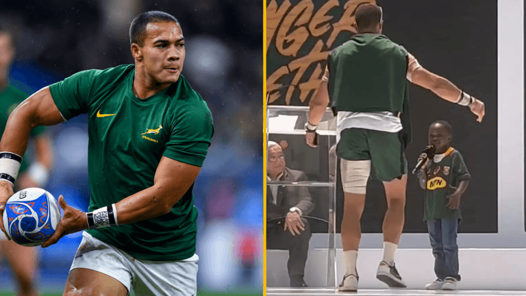 South Africa’s Cheslin Kolbe makes young fan’s day with World Cup medal gift