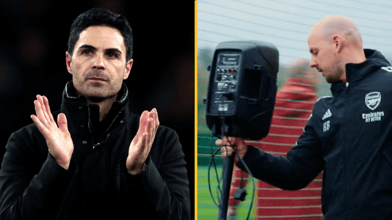 Clip reemerges of Mikel Arteta bringing speakers to training to prepare for Liverpool atmosphere