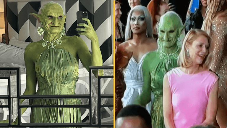 Mystery green goblin on Emmy’s red carpet reveals identity after freaking out internet