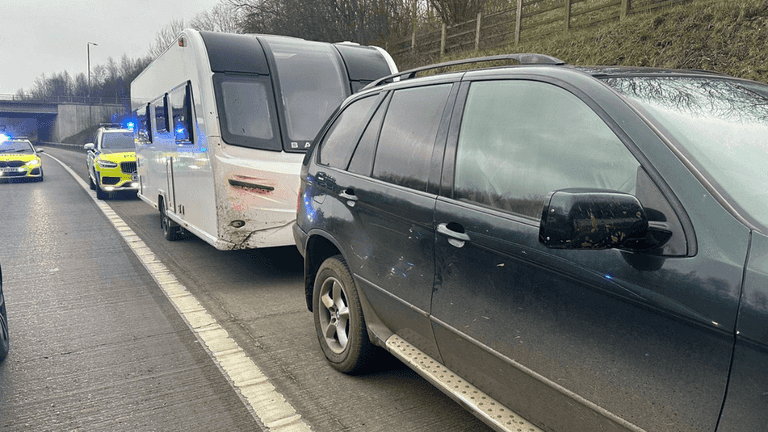 11-year-old boy stopped by police while driving BMW X5 towing caravan along motorway