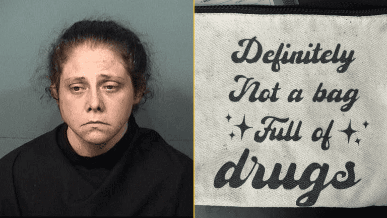 Woman arrested for drugs in bag that says ‘definitely not a bag full of drugs’