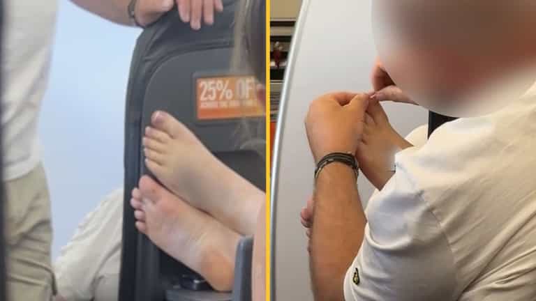 Woman horrified after seeing EasyJet passenger ‘picking dirt out of partner’s toenails’ during flight