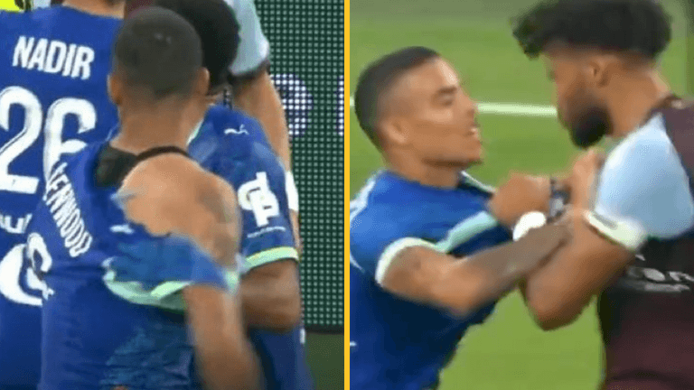 Mason Greenwood has shirt ripped by Tyrone Mings during heated moment Mason Greenwood has shirt ripped by Tyrone Mings during heated moment