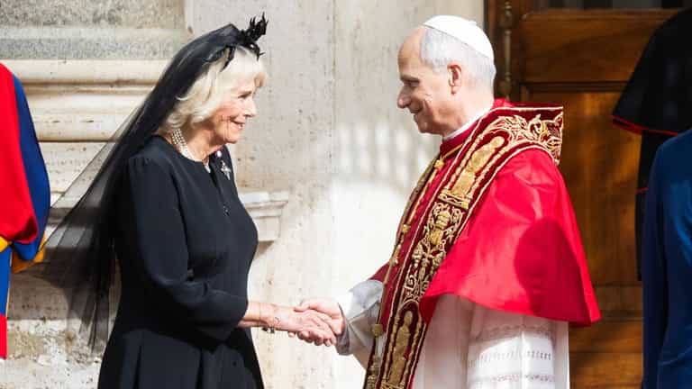 Real reason why Queen Camilla wore a black veil to meet the Pope