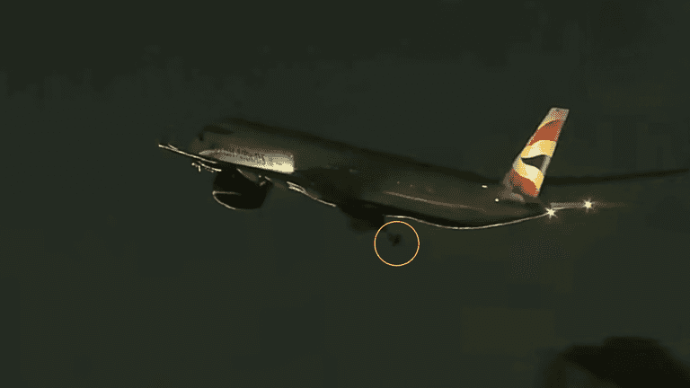 Watch moment wheel falls off British Airways plane during take off