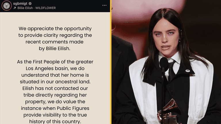 Native tribe who own land that Billie Eilish’s mansion is built on share message to singer