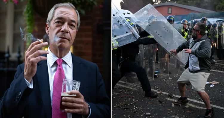 Farage had his feet up in ‘swanky private members’ club after Southampton riots