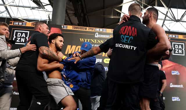 Itauma shoves Hrgovic off stage and gets slapped at chaotic weigh-in