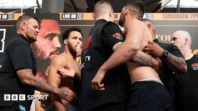 Itauma shoves Hrgovic off stage and gets slapped at chaotic weigh-in
