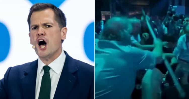 Jenrick says pensioner who hit woman with crutch at Reform conference should get a medal