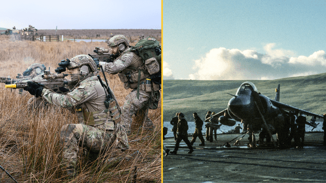 British troops training for scenario to take back the Falkland Islands