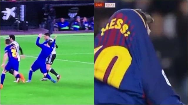 Francis Coquelin literally had to take Lionel Messi’s shirt off to stop him Francis Coquelin literally had to take Lionel Messi’s shirt off to stop him