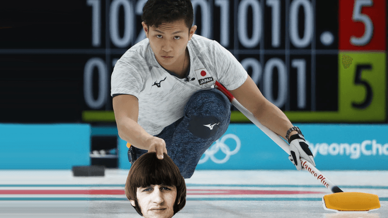 Winter Olympic curling but with Beatles instead of stones Winter Olympic curling but with Beatles instead of stones