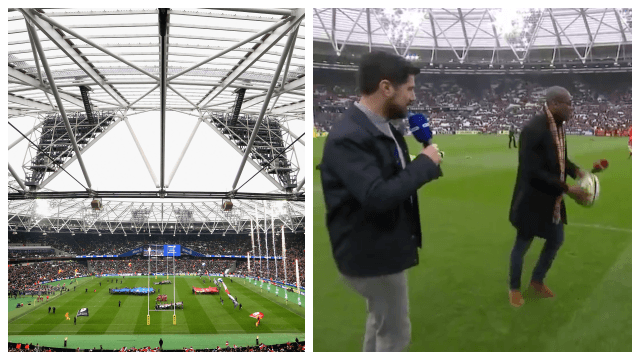 WATCH: BT Sport pundit scores incredible drop goal at Olympic Stadium