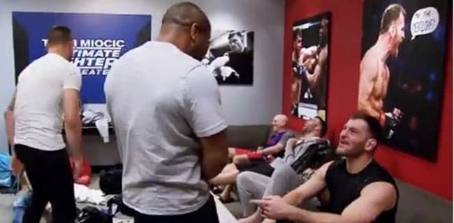Daniel Cormier flashes penis in retaliation to Stipe Miocic prank Daniel Cormier flashes penis in retaliation to Stipe Miocic prank