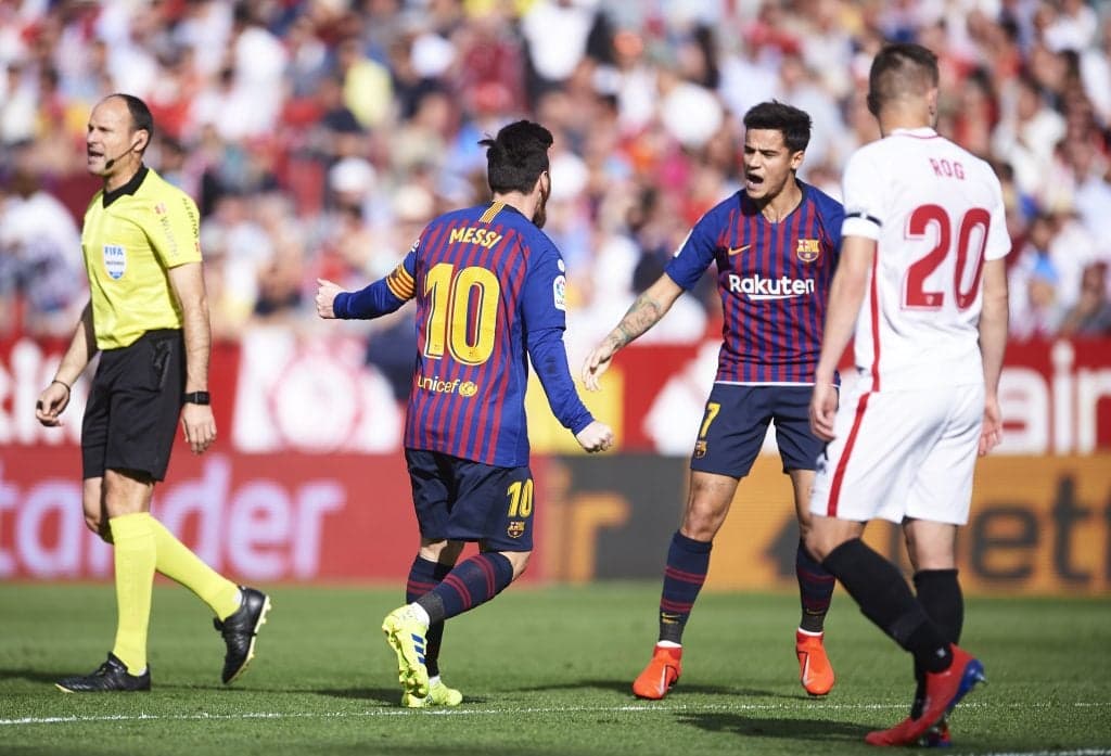 Lionel Messi scores incredible volley to equalise for Barca at Sevilla