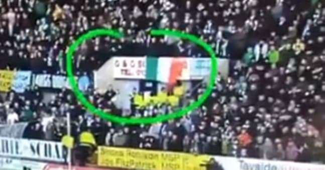 Celtic fan chases after stewards who removed his flag during win over Dundee Celtic fan chases after stewards who removed his flag during win over Dundee