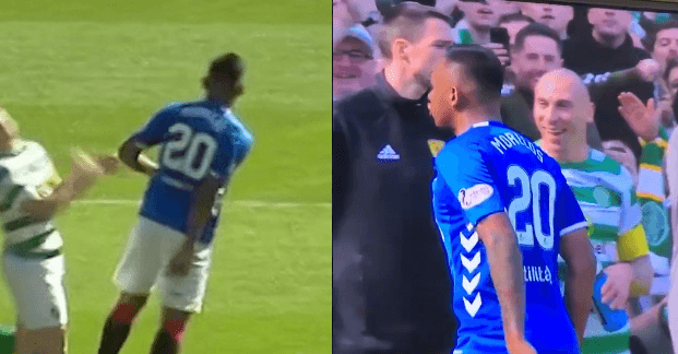 Alfredo Morelos sent off yet again after idiotic elbow on Scott Brown Alfredo Morelos sent off yet again after idiotic elbow on Scott Brown