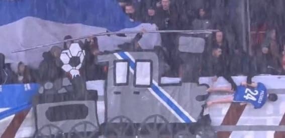 Genk fans hang plastic doll of former player from noose and run it over with cardboard train Genk fans hang plastic doll of former player from noose and run it over with cardboard train